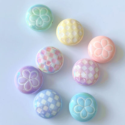 UV Plating Round Acrylic Beads 25mm Summer Fantasy Floret 100pcs 14