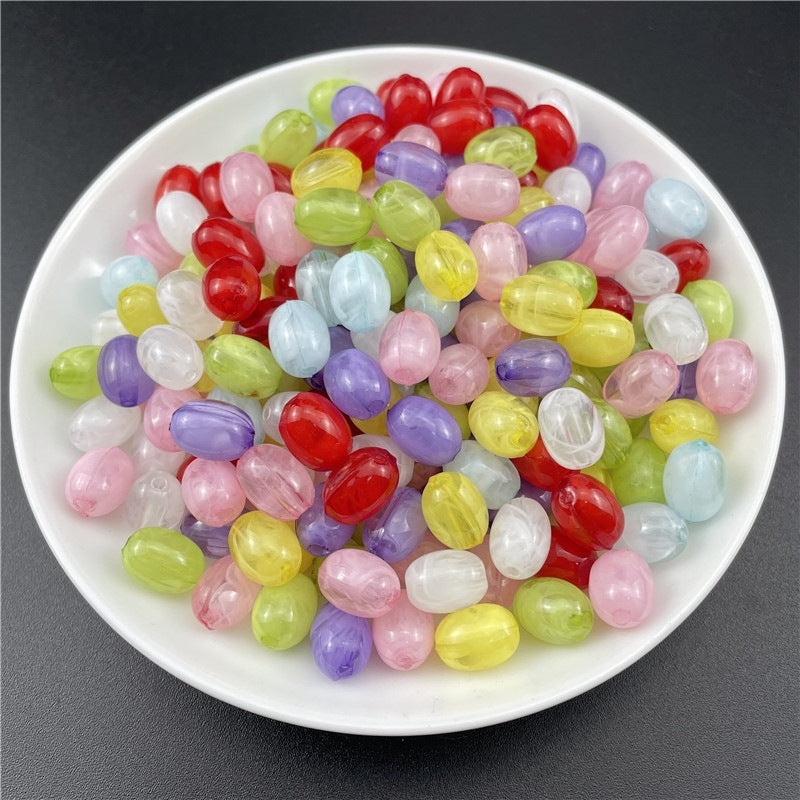 Transparent Halo Oval Acrylic Beads 8.5x11.5mm Glossy Pastel 100pcs 3