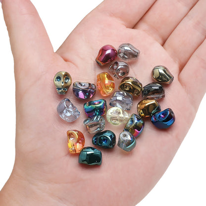 Electroplated Skull Glass Beads 8X10mm Vintage Iridescent Chrome 30pcs 3