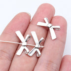 Bow Metal Beads 20mm Antique Silver Tone Alloy 60pcs