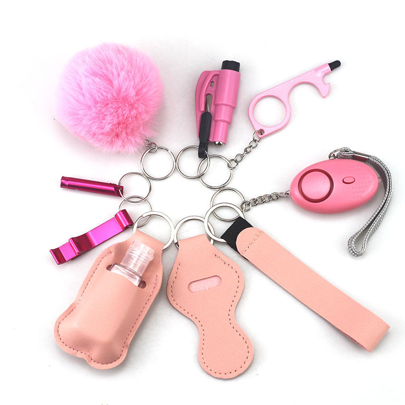 Self Defense Alarm Pompom Keychain Outdoor Safety 10 Pack 23