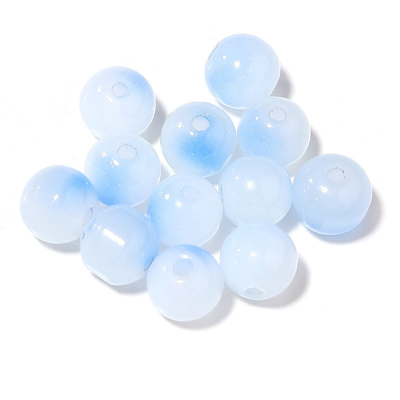 Transparent Round Glass Beads 8mm Color Plated Mixed Colors 50pcs 14