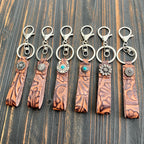 Vintage Embossed Leather Lanyard Keychain Genuine Cowhide 14cm 2pcs 2