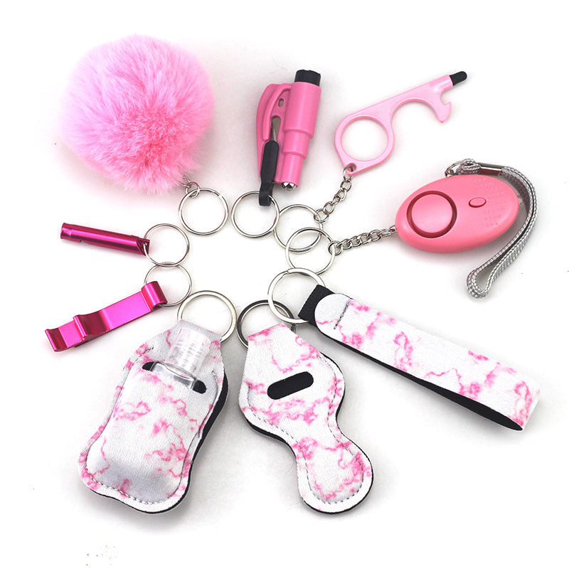 Self Defense Alarm Pompom Keychain Outdoor Safety 10 Pack 27