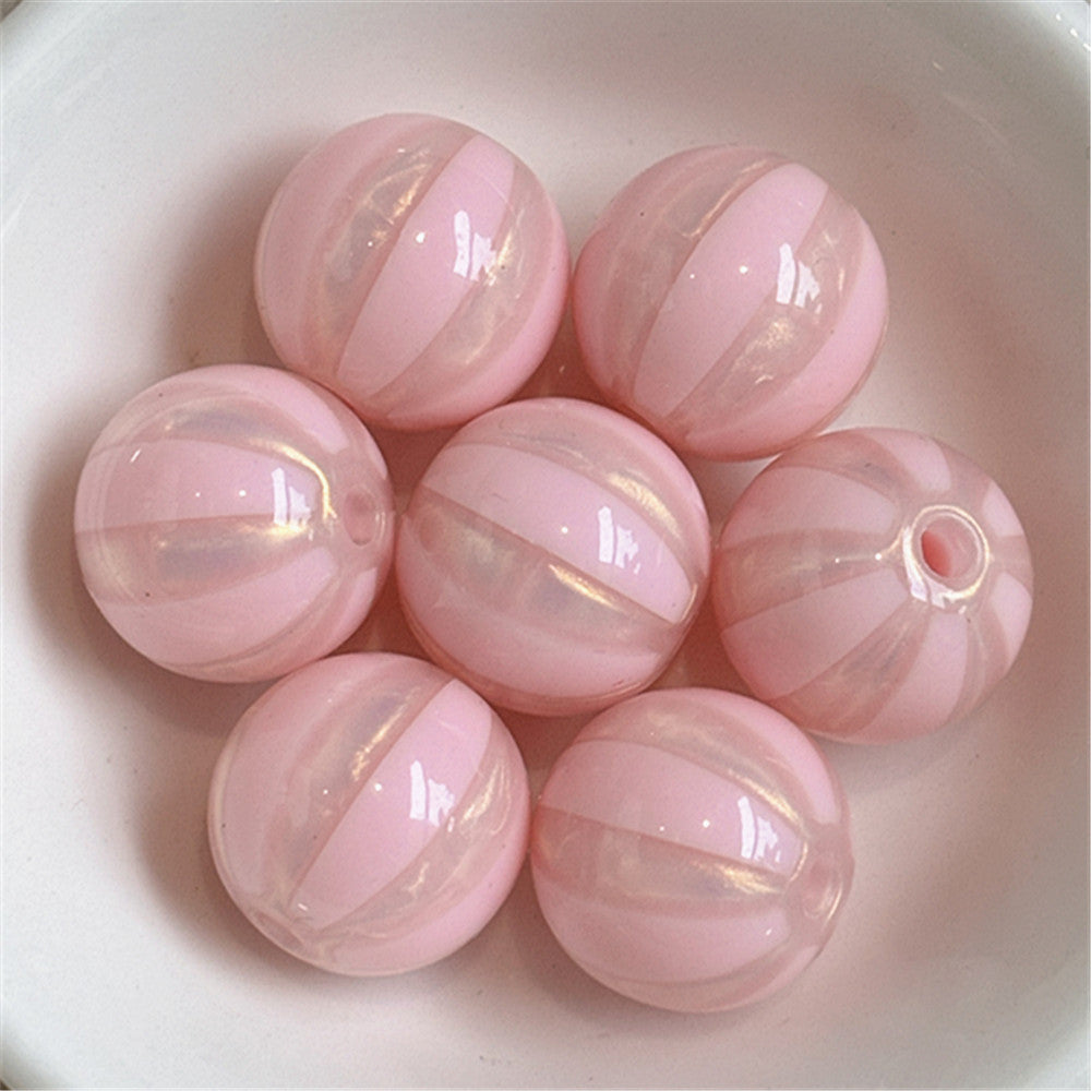 Shimmer Striped Acrylic Beads 16mm Colorful Glossy 100pcs 16