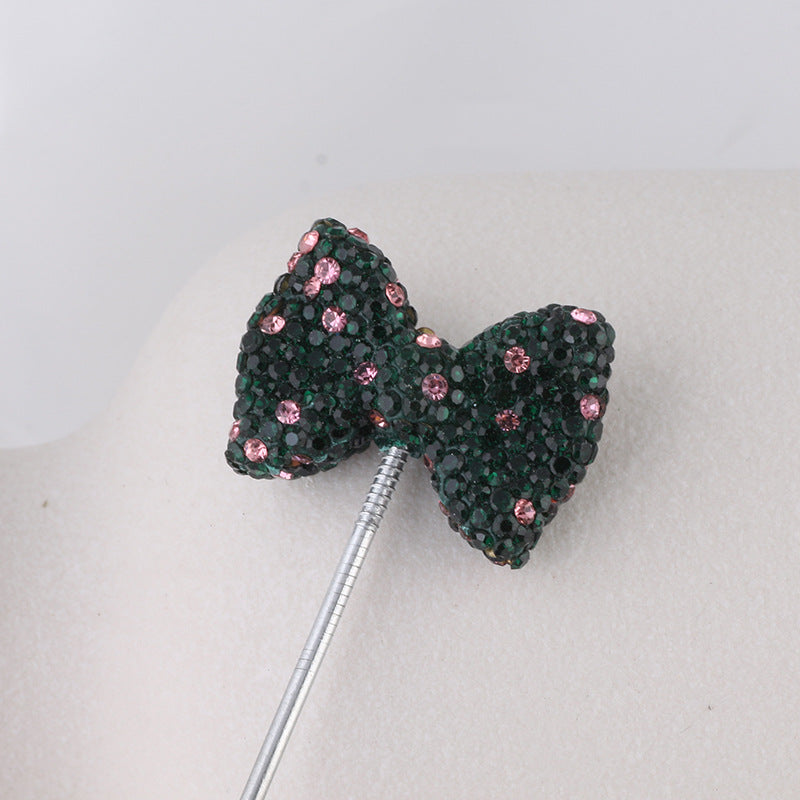 Rhinestone Bow Clay Beads 30mm Full Covered 5pcs 18