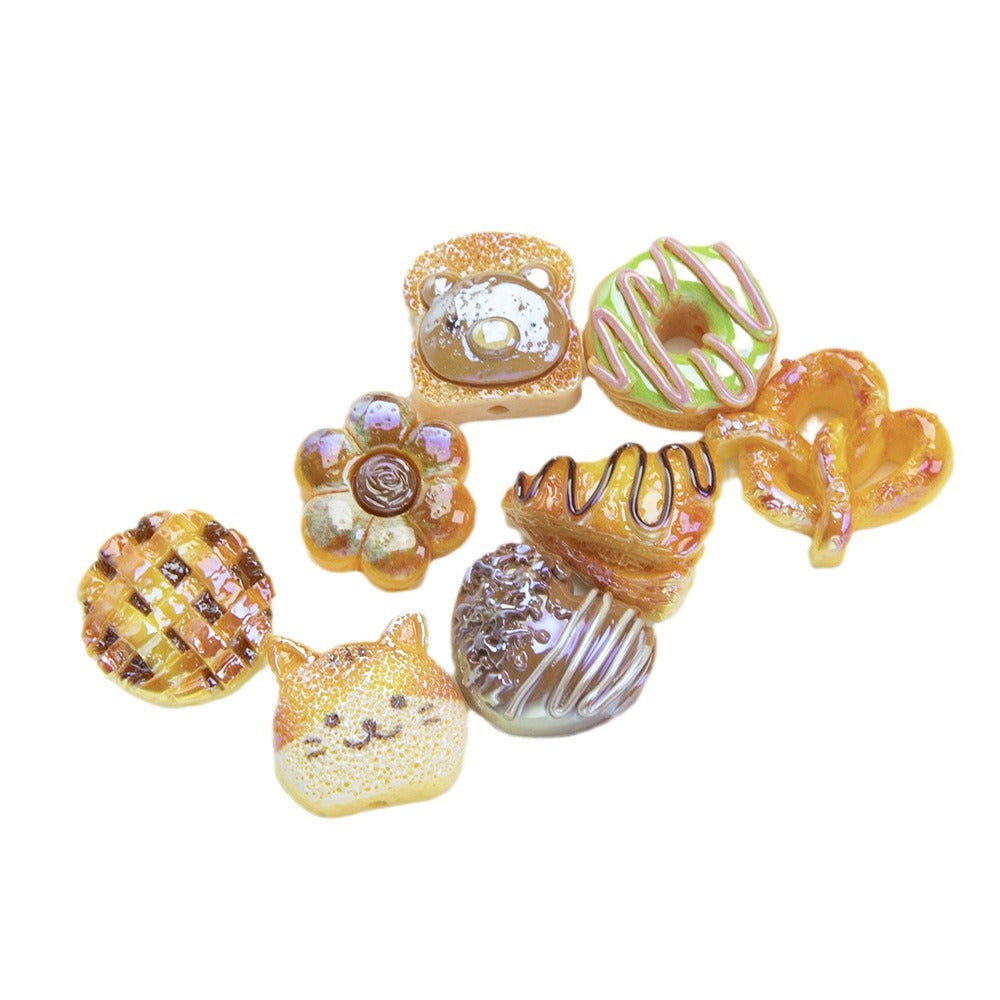 Bread Toast Series Resin Beads Whimsical Glossy Pastries 20pcs 5