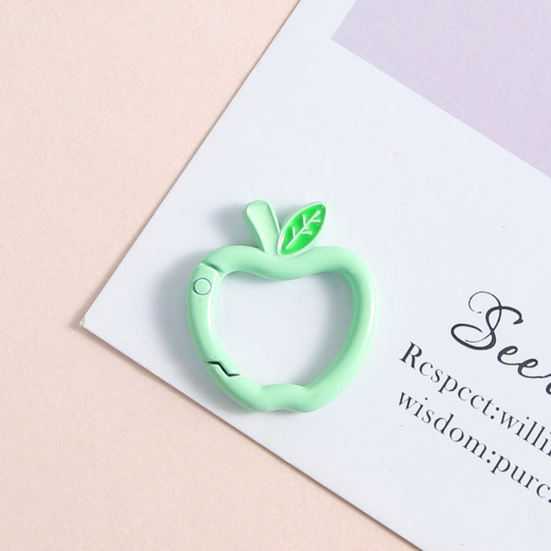 Zinc Alloy Apple Shape Trigger Spring Key Rings 3cm 6pcs 12