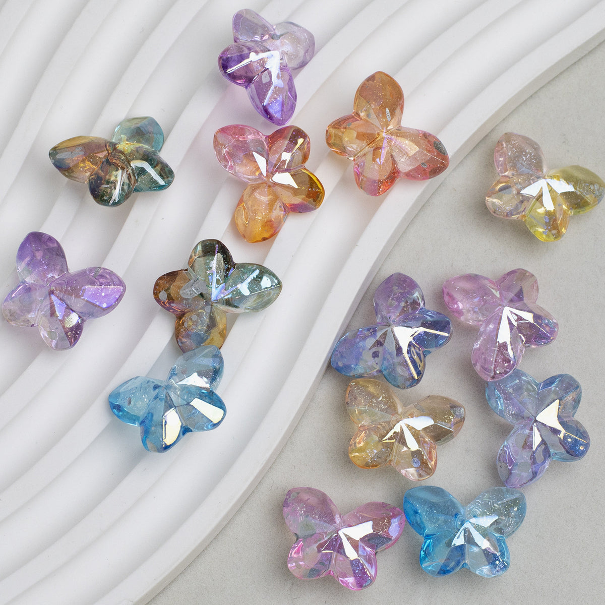 Faceted Butterfly Acrylic Beads 15-20mm Crystal Mixed 10pcs 5