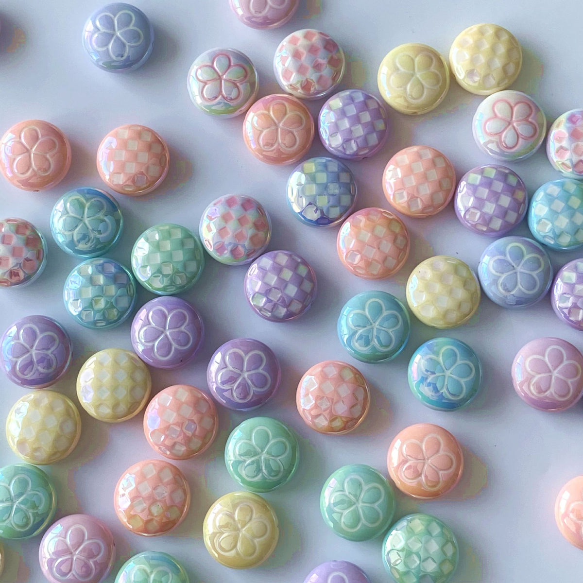 UV Plating Round Acrylic Beads 25mm Summer Fantasy Floret 100pcs 3