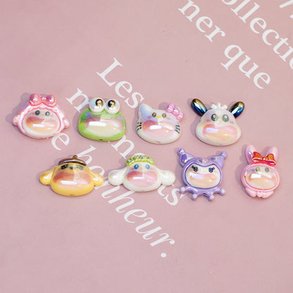 Plating Resin Character Beads Glossy Pastel Tones Big Mouth 10pcs
