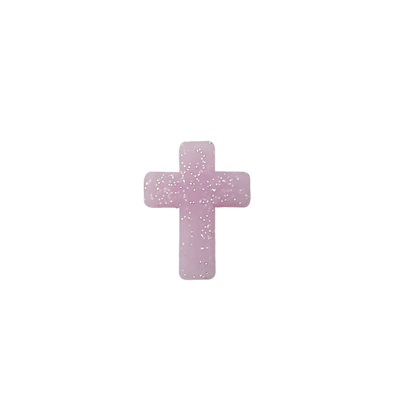 Silicone Focal Beads Cross Matte Speckled Glow in the Dark 20pcs 16