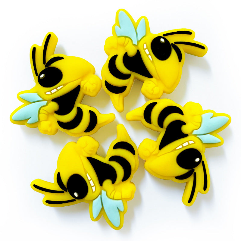 Silicone Focal Beads Bumblebee Holding Wings 20pcs