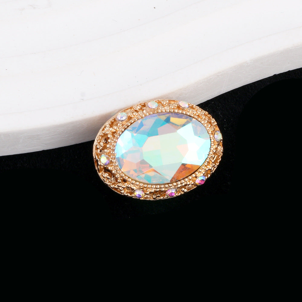 Double-Sided Heart Rhinestone Beads 24mm Vintage Alloy 10pcs 15