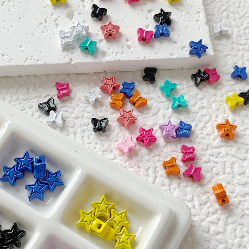 Star Butterfly Metal Beads 5mm Candy Colored Baked Painted 20pcs 3