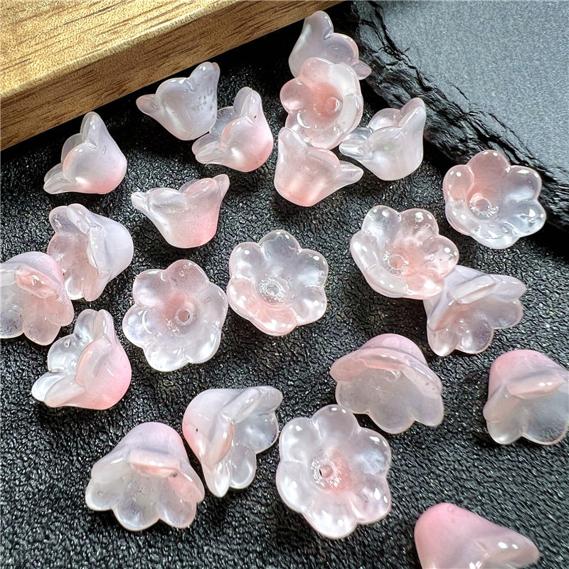 Czech Glass Beads Flower 12mm Iridescent Crystal Clear 50pcs 3