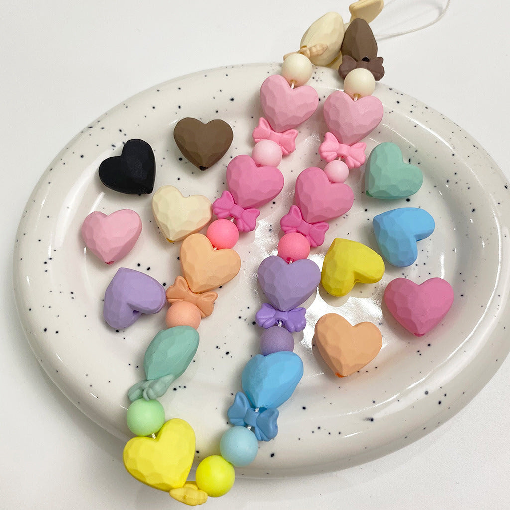 Rubberized Spray Painted Faceted Heart Acrylic Beads 19mm 50pcs 3