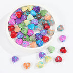 Blooming Ink Color Heart Acrylic Beads 15mm Colorful Mixed 100pcs