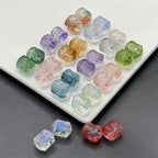 Electroplated Transparent Glass Beads 12mm Etched Rainbow Pattern 100pcs