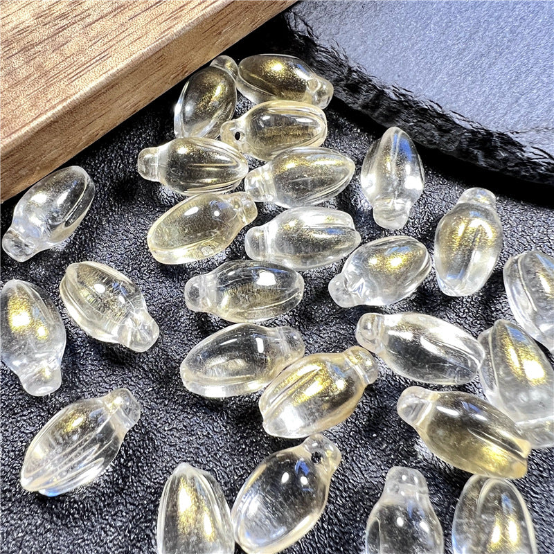 Czech Glass Beads Small Flower Bud 15mm Imitation White Jade 50pcs 5