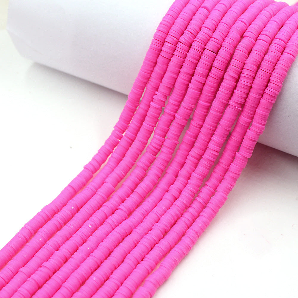 Flat Clay Beads 6mm Solid Color Smooth Polymer Disc 10strands 35