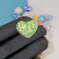Rhinestone Heart Clay Beads 24mm Colorful Shamballa 6pcs 13