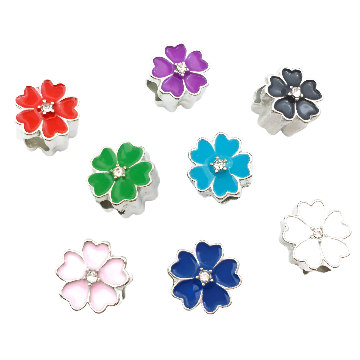 Flower Metal Beads 11mm Colorful Cherry Enamel Zinc Alloy 20pcs 5