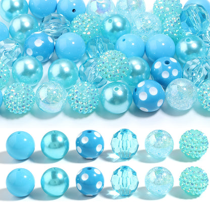 Multi-Color Bubblegum Beads 20mm Vibrant Solids Stripes Polka Dot Rhinestone 120pcs 7