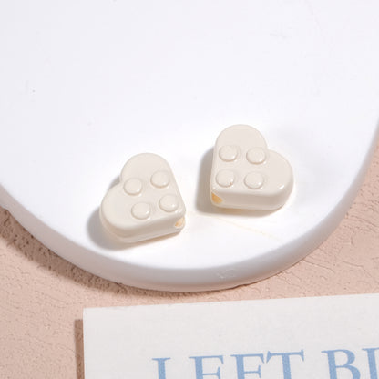 Painted Heart Acrylic Beads 12mm Glossy Raised Dot Detail 50pcs 16