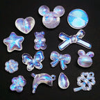Transparent Aurora Laser Acrylic Beads Iridescent Mixed Shapes 2pcs 2