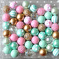 Bubblegum Beads 20mm Mint Green Pink Gold Polka Dot Chunky Mix 50pcs