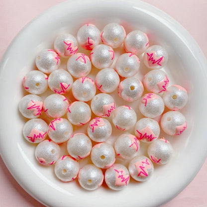 Painted Round Acrylic Beads 16mm Cartoon Hand Painted Imitation Pearl 5pcs 9