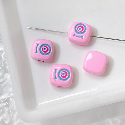 Cat Eye and One-Eyed Beast Metal Beads 10mm Baking Painted 10pcs 23
