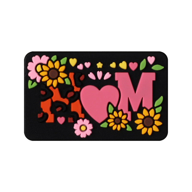 Silicone Focal Beads Mom Alphabet Cheerful Sunflower Black Background 20pcs 10