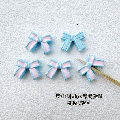 Bow Metal Beads 14mm 16mm Baking Painted Two-Color Alloy 10pcs 10