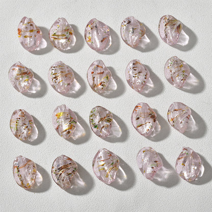 Lampwork Glass Beads Leaf Curled 14x21mm Translucent Vibrant 4pcs 2