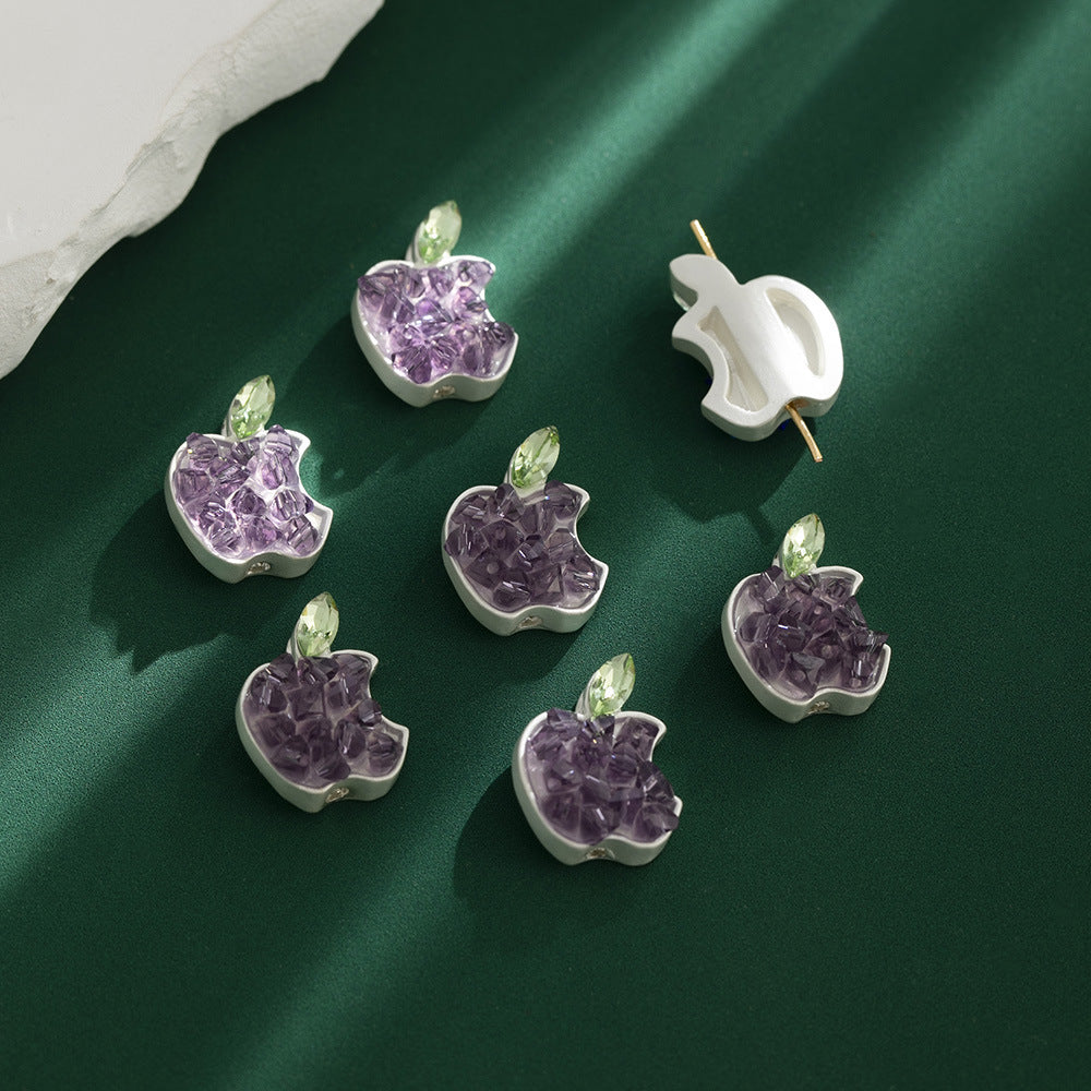 Apple Rhinestone Beads 17mm Colorful Pave Alloy 10pcs 8