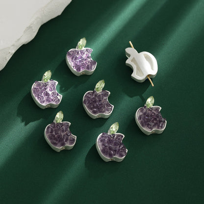 Apple Rhinestone Beads 17mm Colorful Pave Alloy 10pcs 8