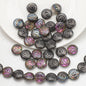 Electroplated Flat Spiral Glass Beads 12mm Metallic Iridescent 30pcs 13