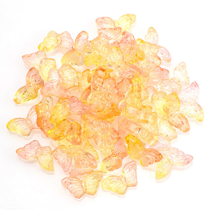 Czech Glass Beads Butterfly 8 15mm Dual Color Gradient Transparent 50pcs 11