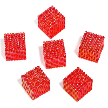 Transparent Square Acrylic Beads 16mm Colorful Bubbly Texture 50pcs 8