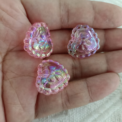 Transparent UV Plating Bow Heart Acrylic Beads 22mm 100pcs 3