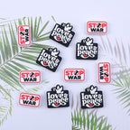 Silicone Focal Beads Love Peace STOP WAR Phrase and Dove Heart 20pcs 2