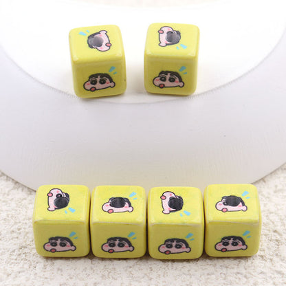 Painted Square Acrylic Beads 13mm Crayon Shin-Chan Printed 50pcs 8