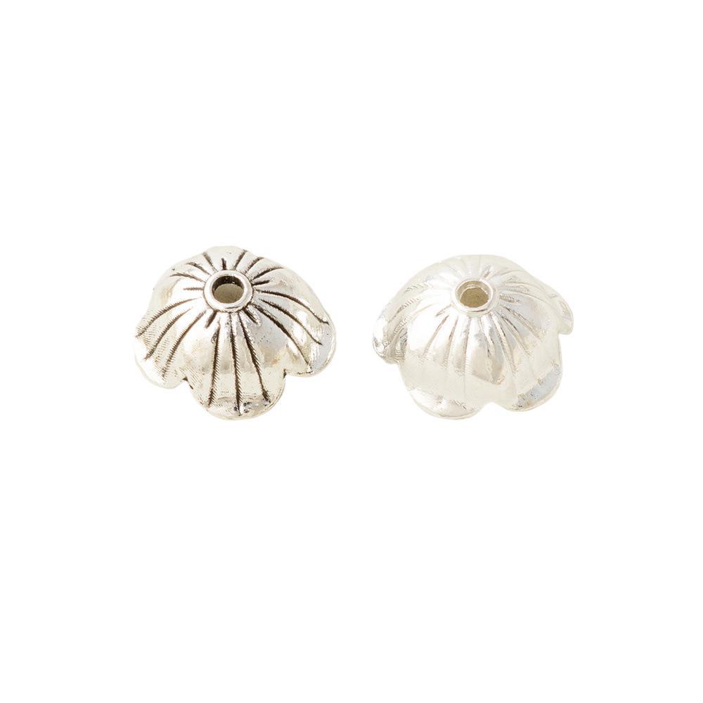 Alloy Five-Petal Bead Caps 12mm Chubby Bright Silver 100pcs 2