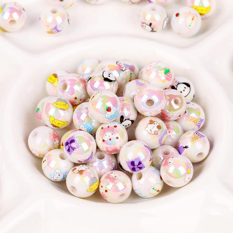 Printed Round Acrylic Beads 15mm Glossy Sanrio Characters 10pcs 3
