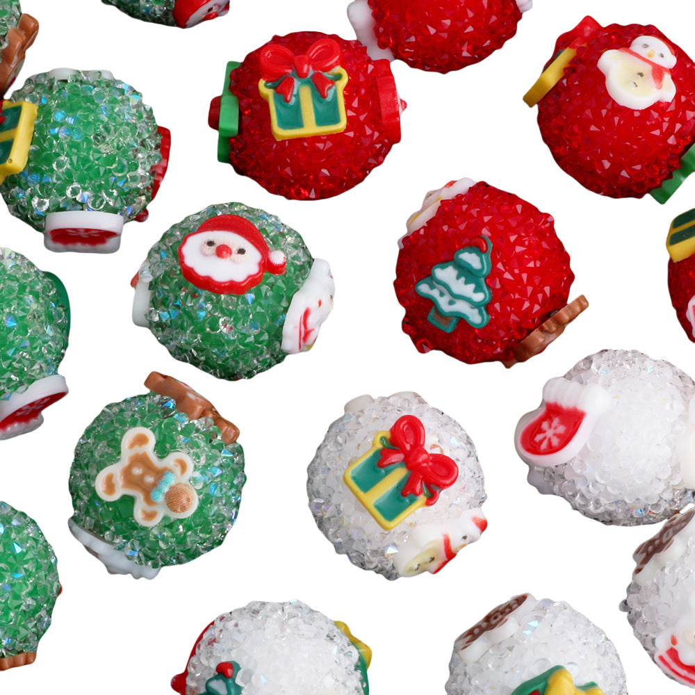 Christmas Series Resin Sugar Beads 17mm Festive Cube and Round 2pcs 5