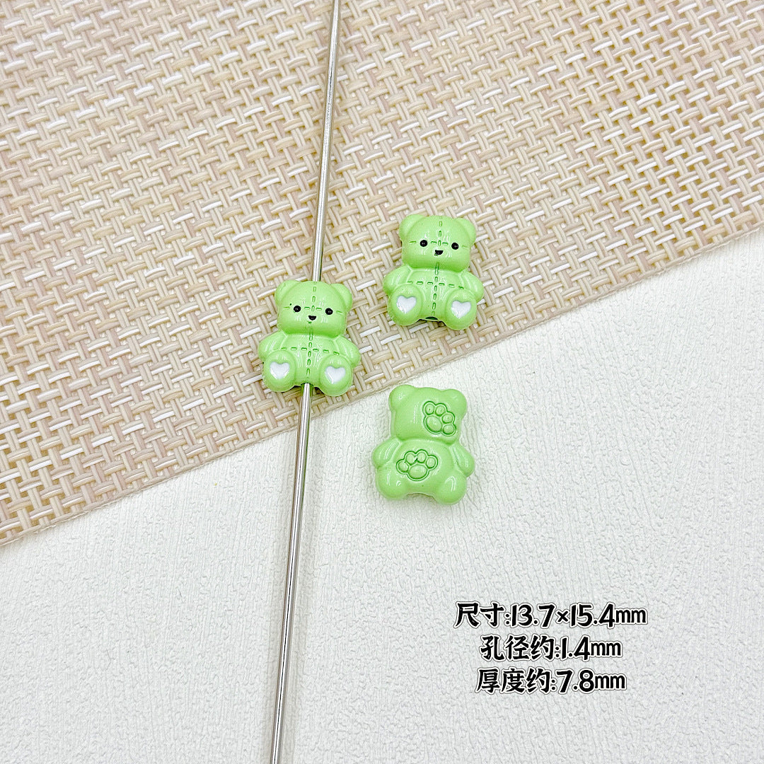 Bear and Honeypot Metal Beads 13mm Hand-Painted Colorful 10pcs 8