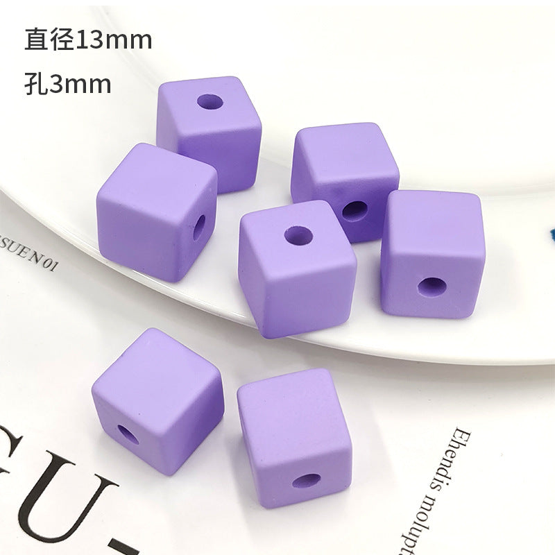 Rubberized Spray Painted Square Acrylic Beads 13mm 50pcs 12
