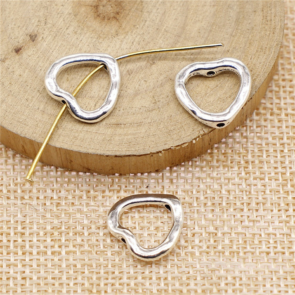 Heart Metal Beads 13mm Irregular Hollow Vintage Antique Finish 100pcs 2